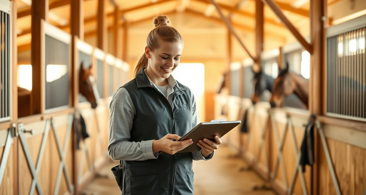 4-H horse barn manager using owner health update portal to communicate with parents about project animals and youth reporting requirements.