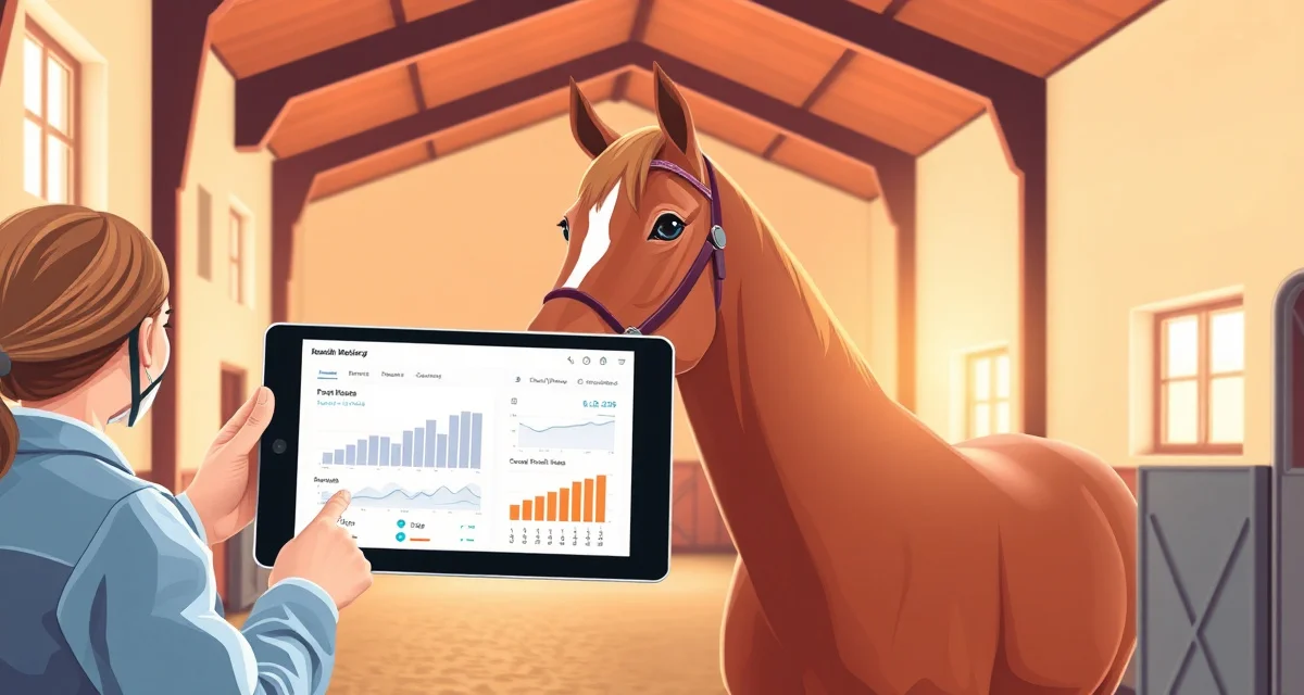 AI-powered horse health monitoring dashboard for lesson barns showing real-time wellness alerts and individual horse baselines