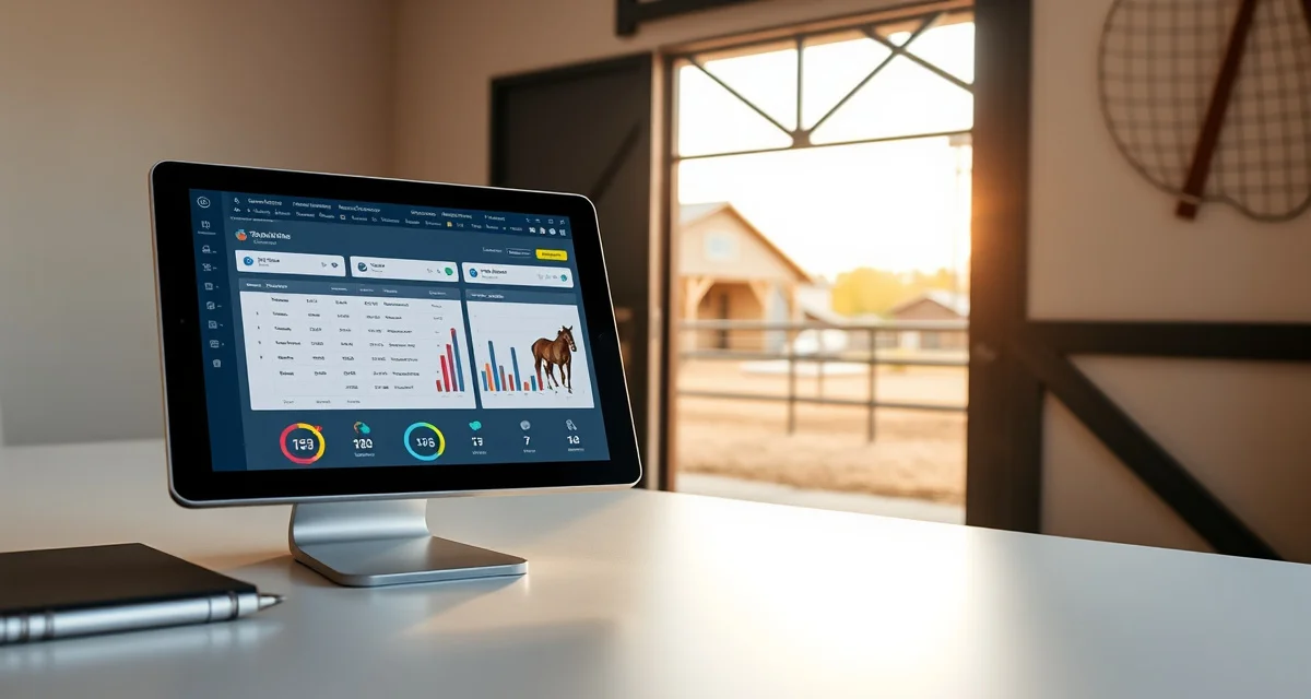 Barn management software dashboard for Alabama equestrian facilities displaying horse care schedules and operational data