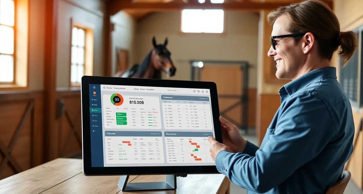 Horse barn management software dashboard on tablet showing organized schedules and records for Alabama equine facilities