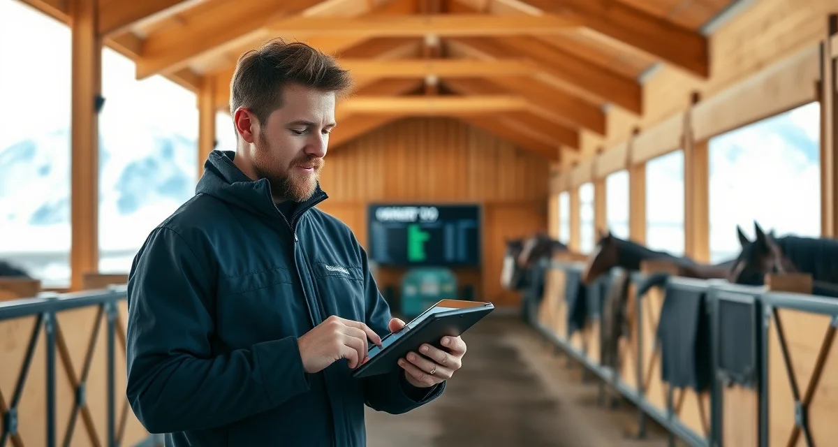 Modern Alaska equestrian facility with efficient barn management systems and organized stable operations for horse owners and facility managers