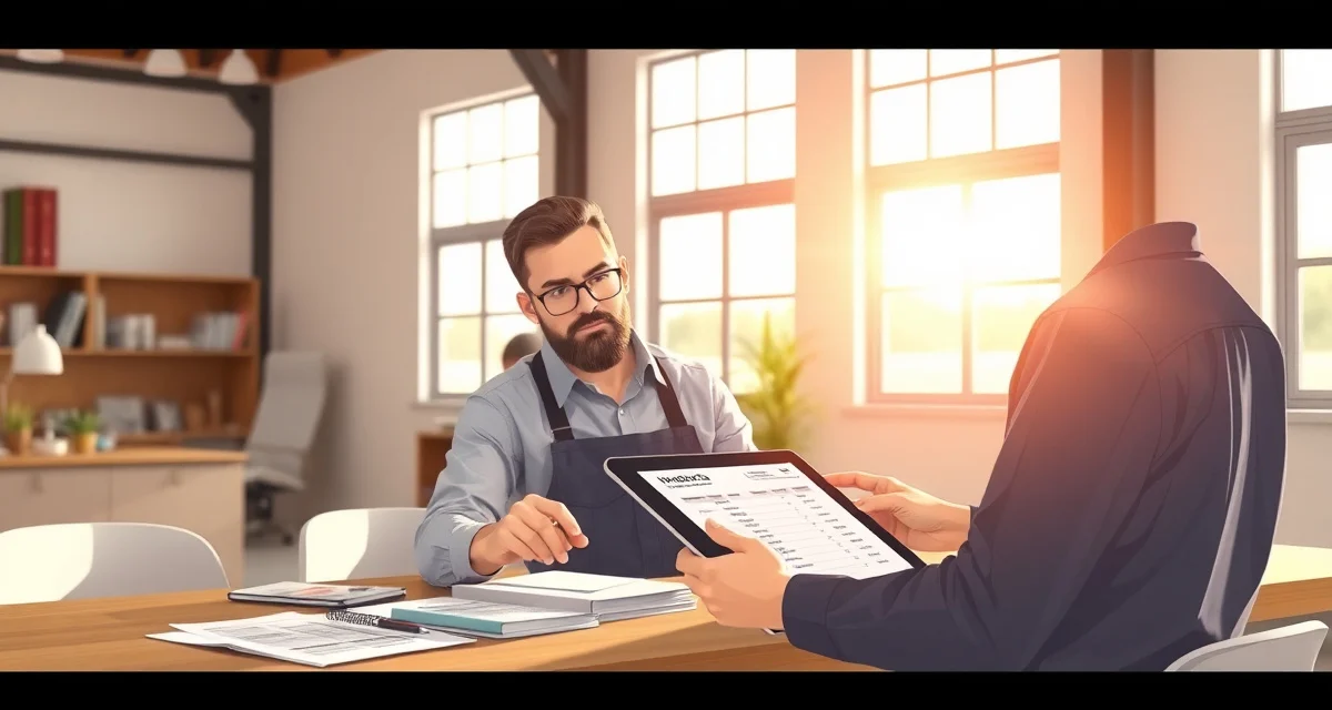 Barn manager organizing billing invoices and payment records for boarding stable clients using professional software system