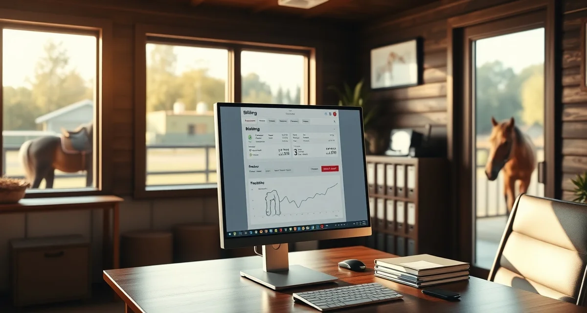 Horse barn management software dashboard displaying billing transformation for equestrian training center operations and invoice automation