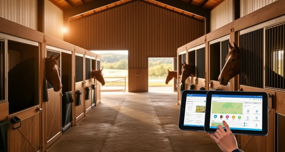 Modern horse barn with digital management system for Austin equestrian facilities and stable operations