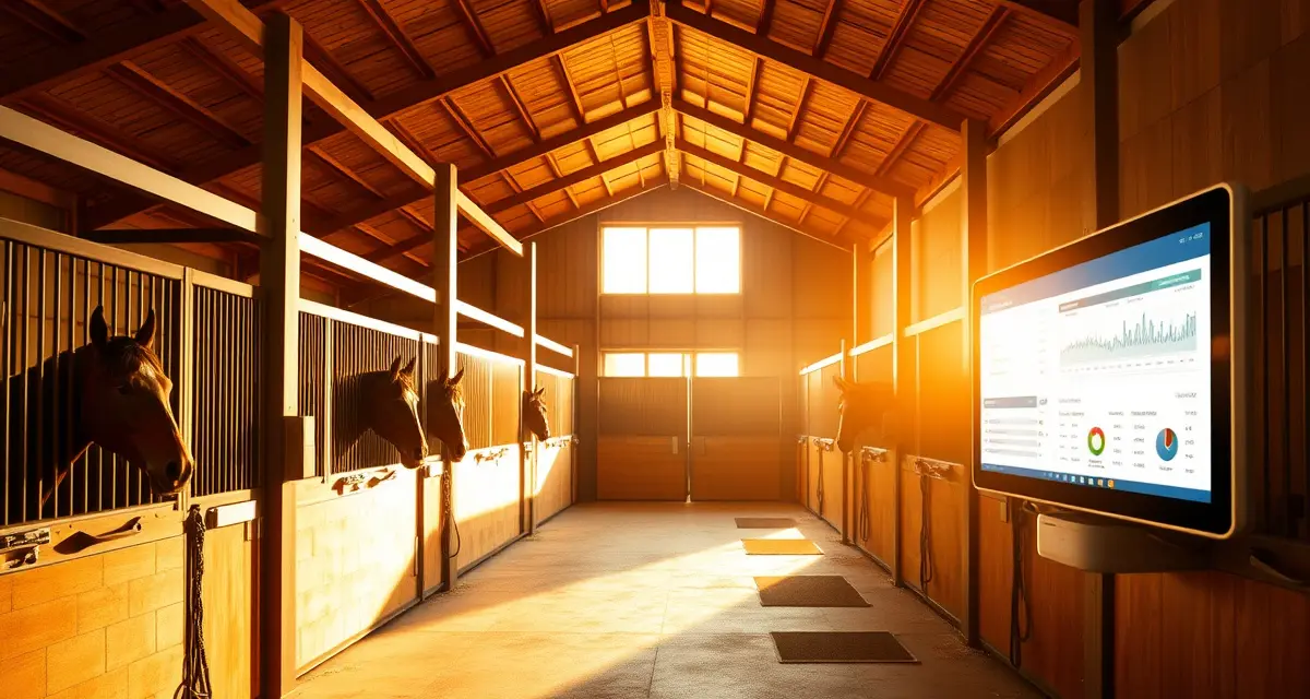 Modern barn management software interface displayed in a professional horse facility near Cleveland, Ohio, showing digital organization tools.