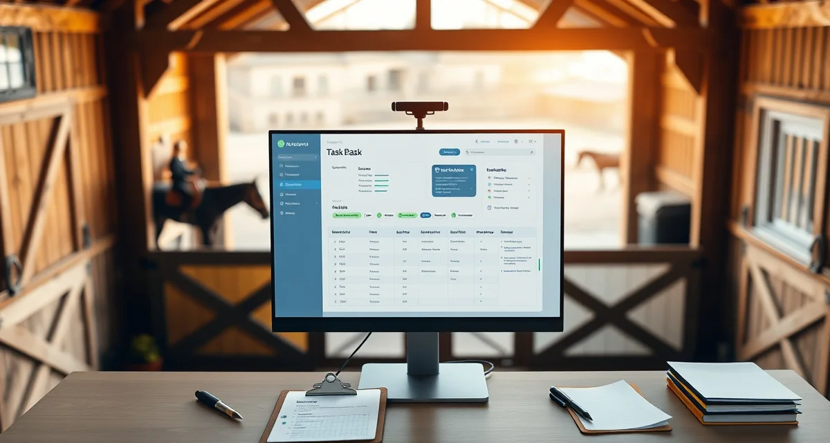 Barn task management software dashboard showing organized equestrian facility work schedule and staff assignments