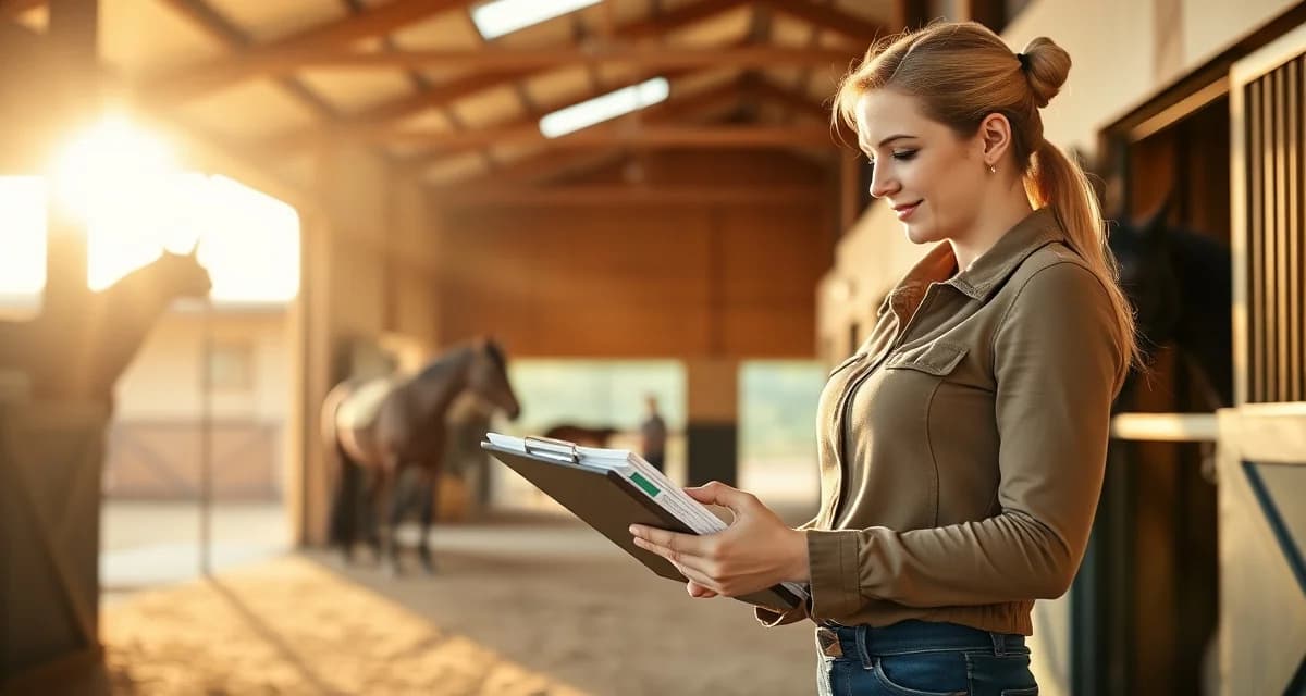 Barn owner tracking barrel racing training progress and split times using digital management software on tablet