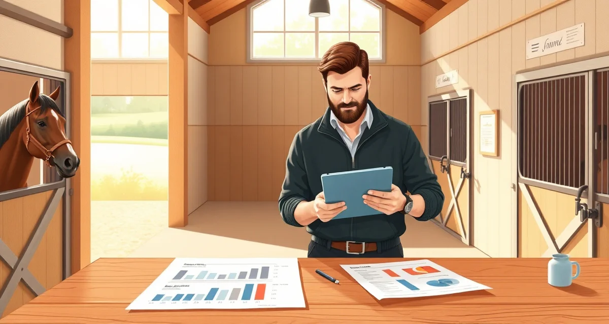 Boarding barn software pricing comparison showing different cost tiers for horse stable management solutions by operation size.