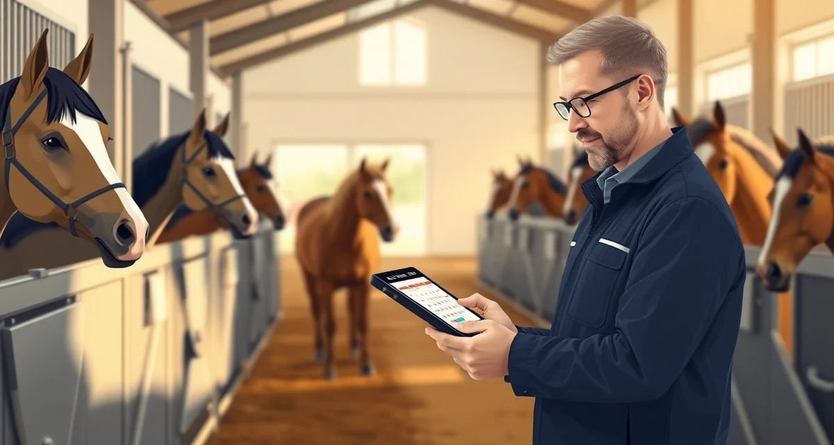 Breeding barn scheduling software interface showing mare ovulation cycles and breeding dates for facility managers