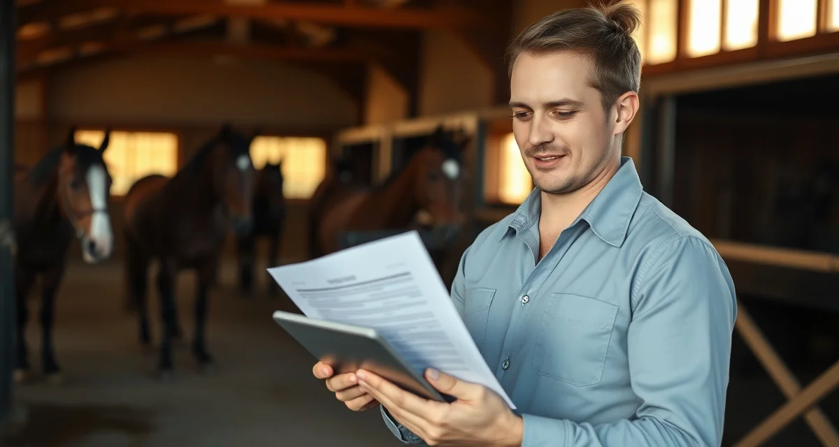 Endurance barn manager using incident reporting software to communicate with horse owners about training updates and vet checks