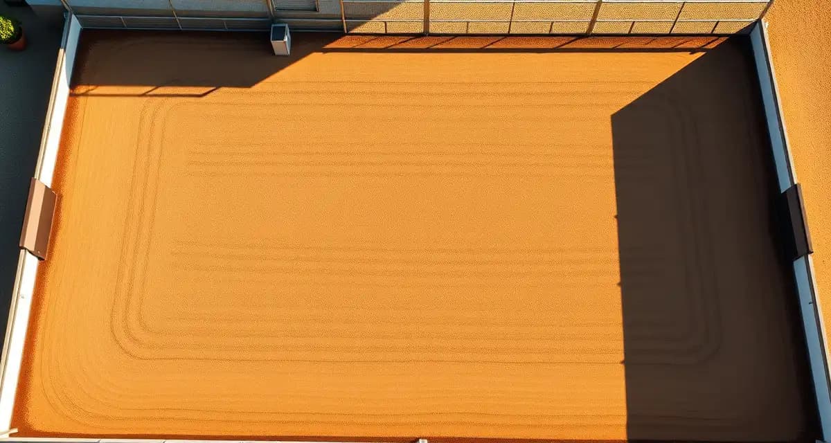 Well-maintained equine arena footing with organized paddock sections and high-traffic areas at professional horse facility