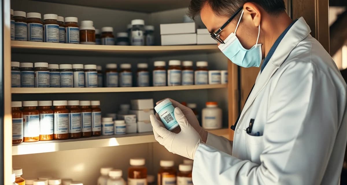 Organized controlled substance medications in secure barn pharmacy cabinet with proper DEA compliance labeling and storage for equestrian facilities