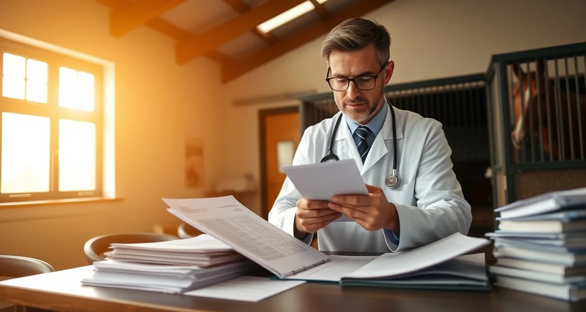 Equine health compliance documentation showing vaccination records and Coggins test requirements for horse facilities and barn management