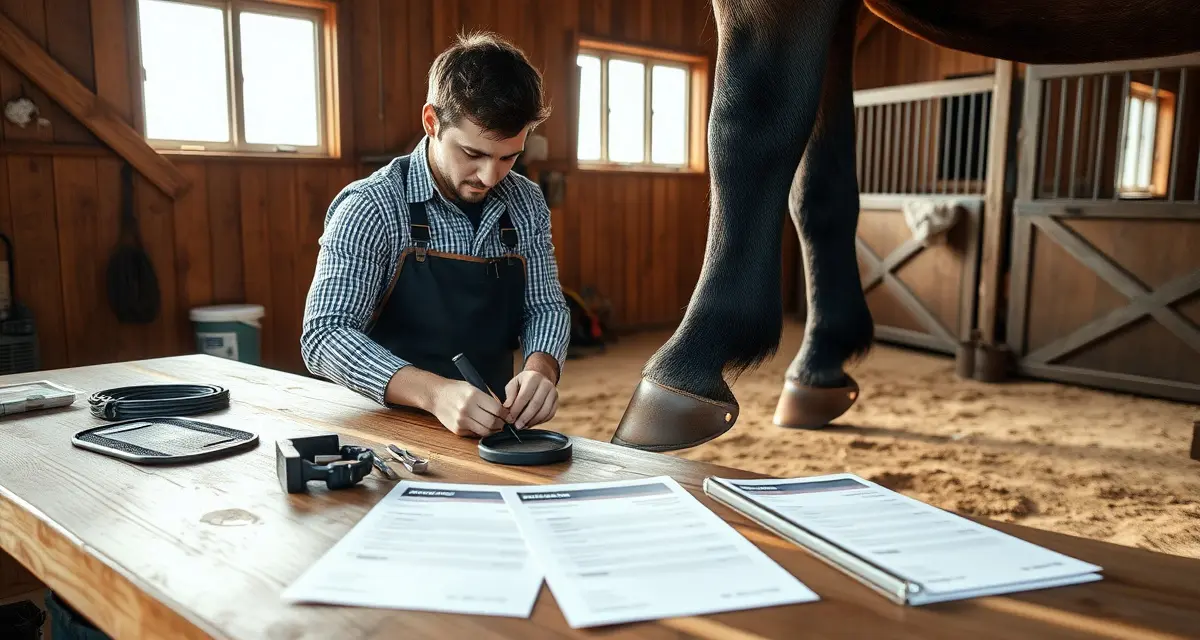 Farrier billing workflow showing organized invoicing process for boarding barn farrier charges and owner account allocation