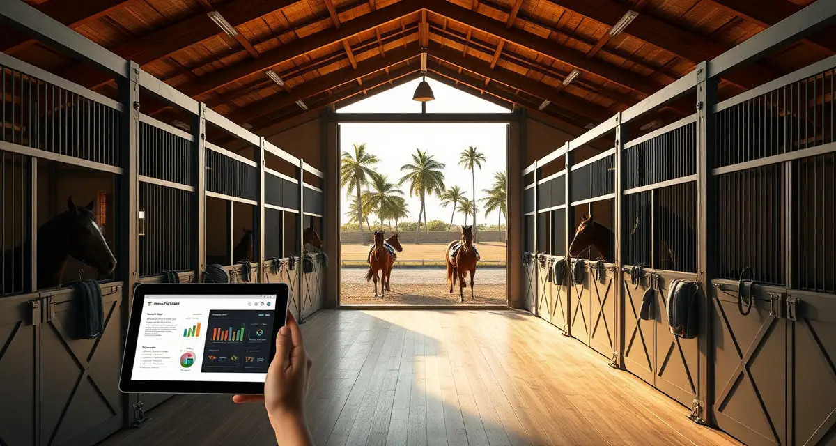 Modern horse barn management software interface helping Florida equine facilities organize stalls, scheduling, and horse care operations efficiently