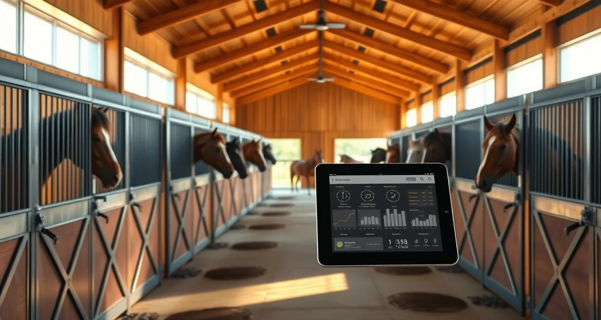 Modern Hawaii horse barn management software interface displayed on tablet for scheduling and billing operations at equine facility