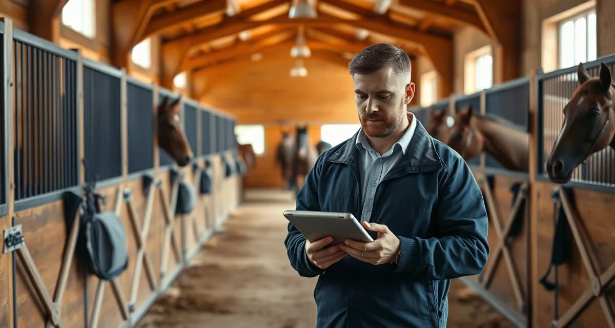 Modern horse barn management software interface helping Houston facility managers organize boarding operations and stable care schedules efficiently.