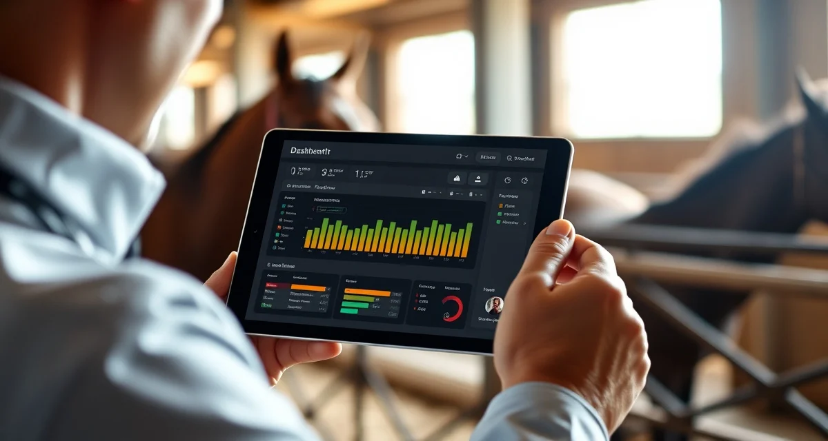 Digital horse health flags dashboard showing color-coded alerts for barn management software