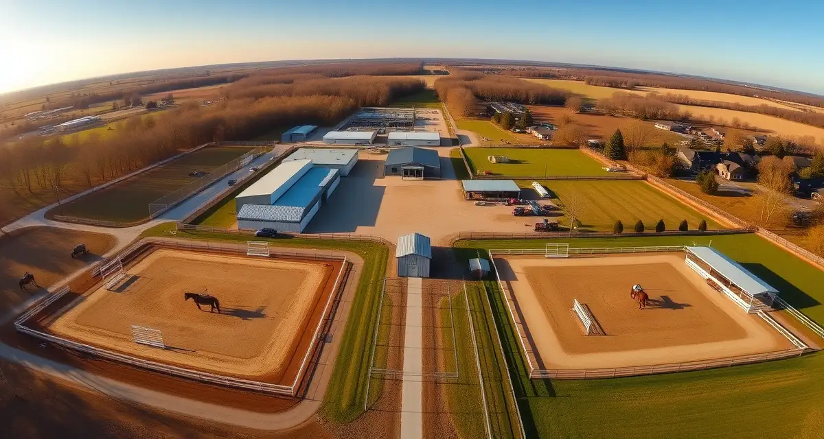 Hunter jumper barn facility showing seasonal operations planning for competitive equestrian stables and USEF show calendar management.