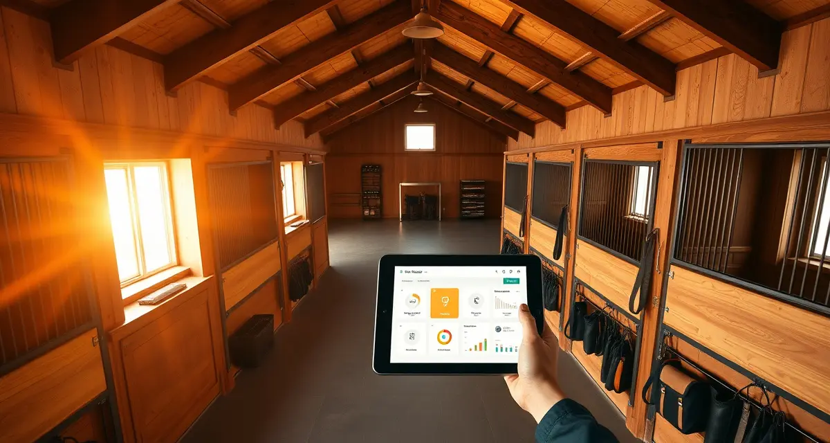 Modern barn management software interface helping Louisiana horse facilities organize operations and owner communications