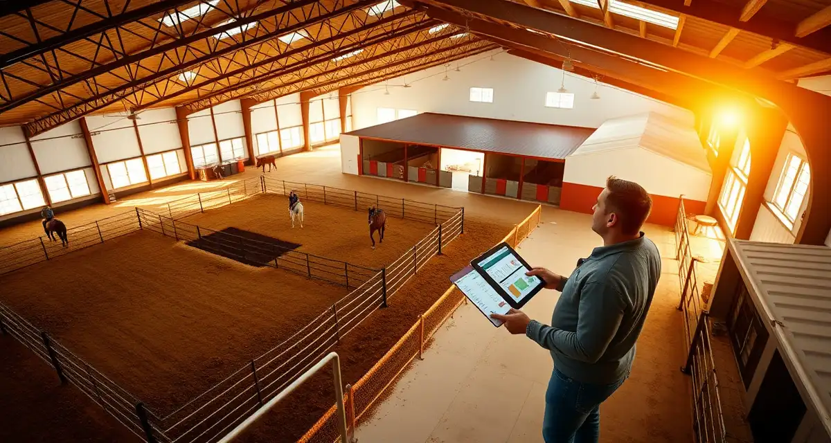 Equestrian facility manager using barn management software to streamline New Hampshire horse stable operations and reduce administrative costs.