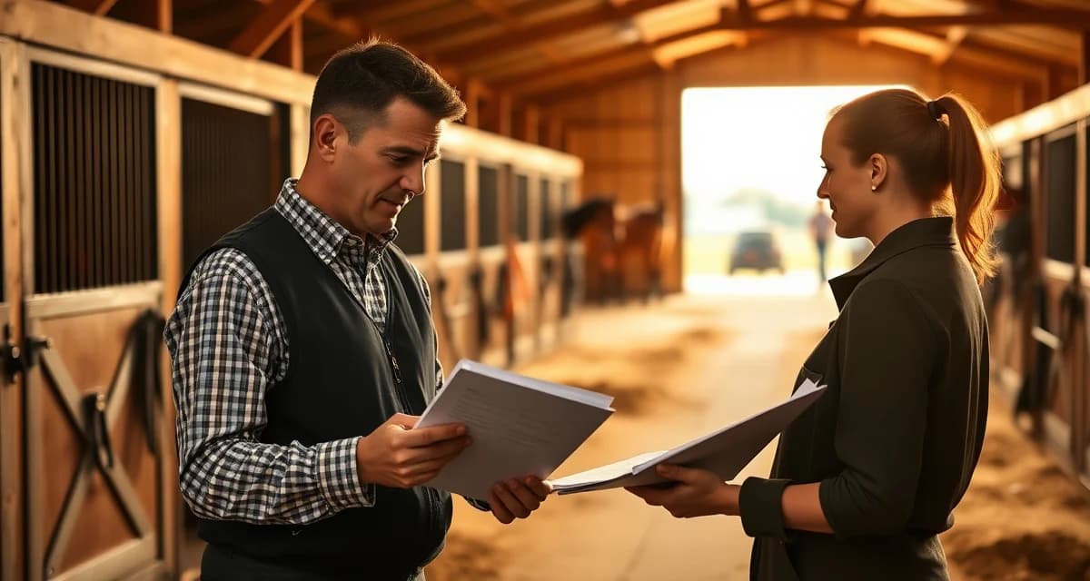 Barn manager organizing show season schedules and horse care logistics during competitive riding season