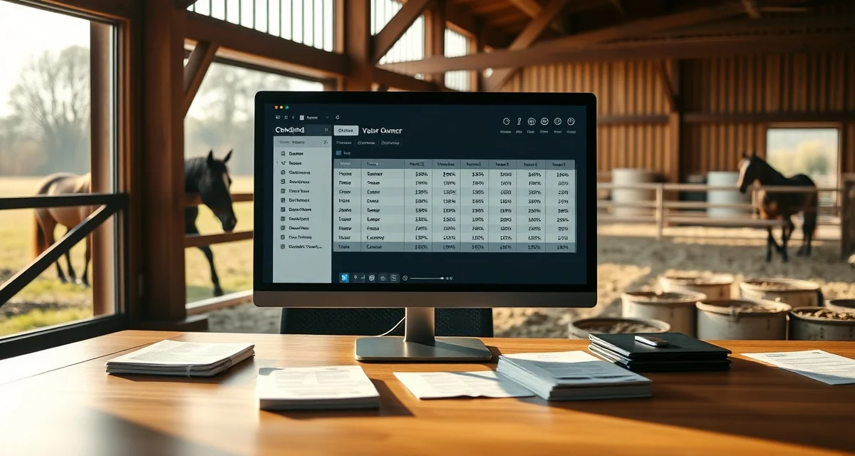 Split ownership billing dashboard for horse barn management software showing multi-owner account billing structure