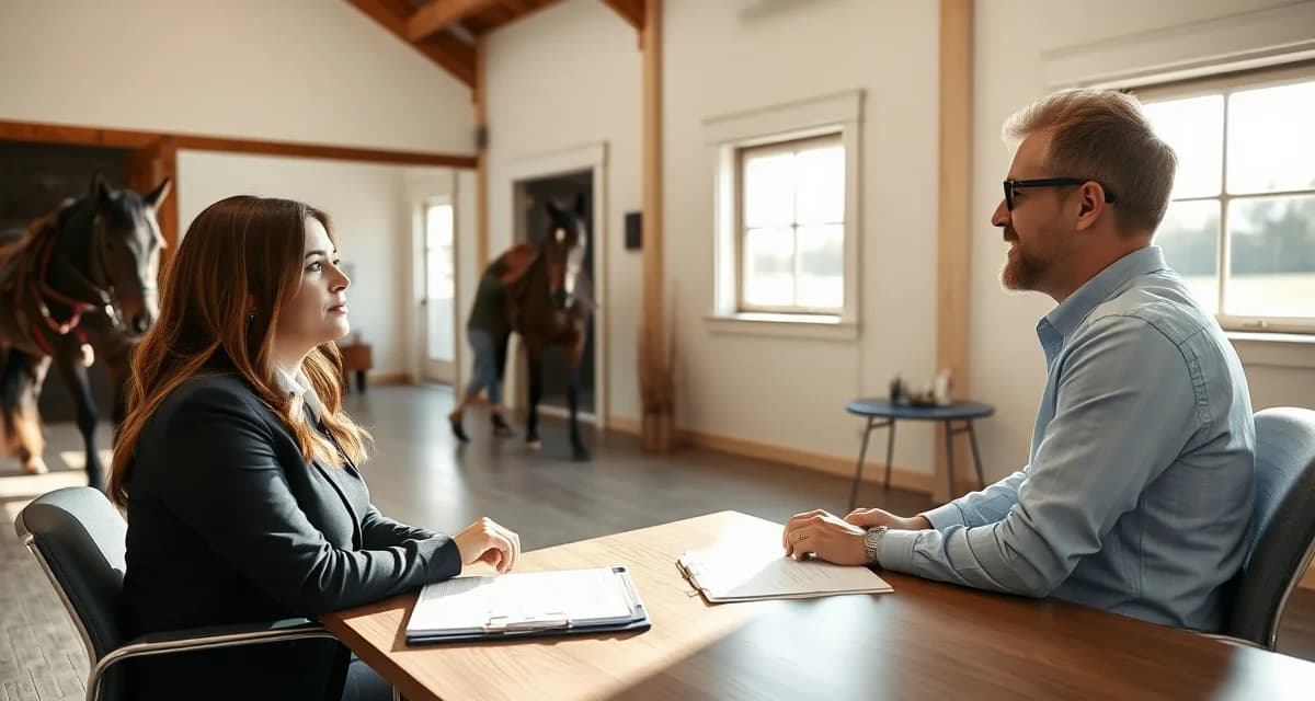 Barn manager communicating with therapeutic riding instructors about participant and horse owner coordination in a professional facility setting.
