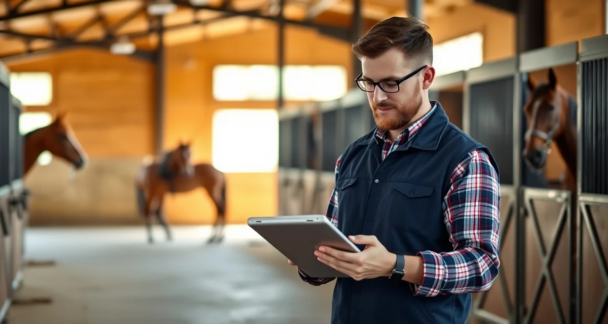 Vaulting barn owner managing team competition updates and owner communications using organized digital system