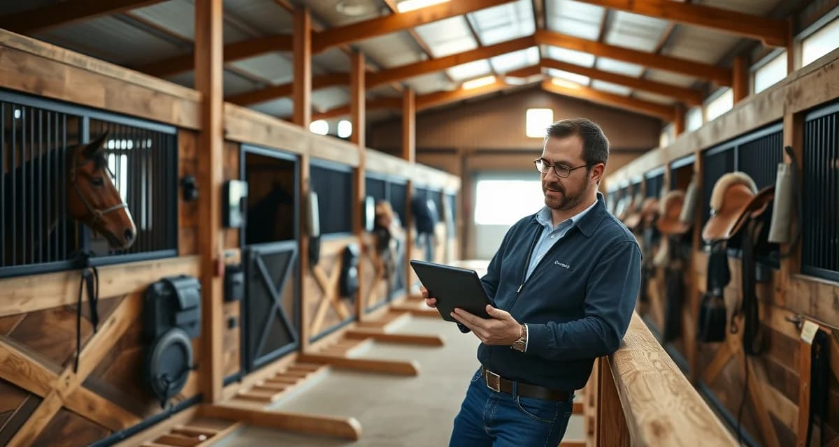 Facility manager using BarnBeacon horse barn management software to organize western riding operations including barrel racing and reining events